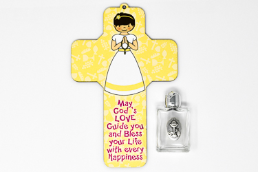 Girl's Communion Bottle & Cross Gift Set.