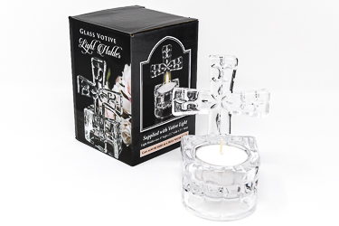 Glass Cross Tea Light Holder & Water Font..