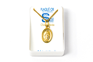 Gold Plated Miraculous Medal Necklace.