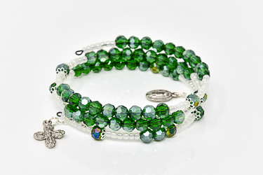 Green Memory Wire Rosary Bracelet.