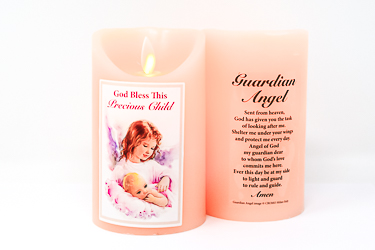 Pink Guardian Angel Candle 