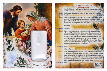 Holy Family Card and Holy Water Vial.