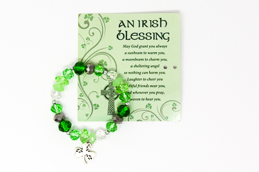 Irish Blessing Glass Bracelet With Charm.