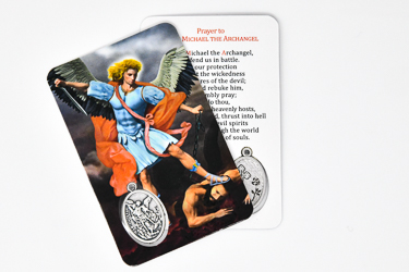 Prayer Card with Saint Michael Medal