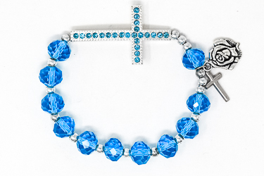 Blue Cross Rosary Bracelet.