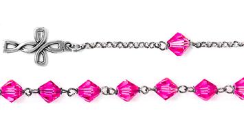 925 Pink Crystal Rosary Bracelet.