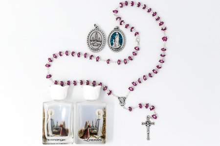 Rose Amethyst Rosary Bead Gift Set