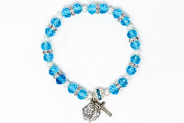 Blue Our Lady of Grace Rosary Bracelet.
