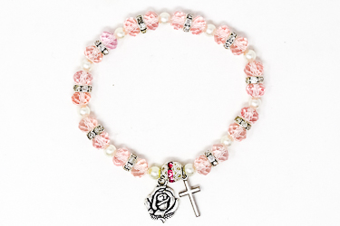 Our Lady of Grace Pink Rosary Bracelet.