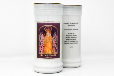 Our Lady of Health Pillar Candle.
