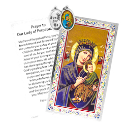 Our Lady Perpetual Prayer Card & Medal.