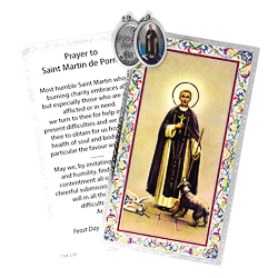 St. Martin De Porres Prayer Card & Medal.
