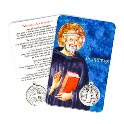 Prayer Card with St. Benedict Medal