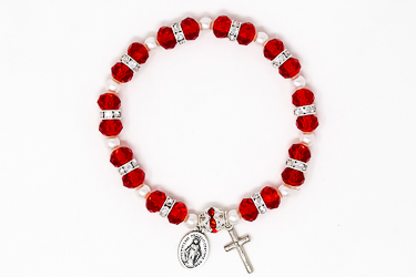 Red Our Lady of Grace Rosary Bracelet.
