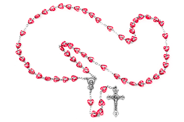 Red Virgin Mary Acrylic Rosary.