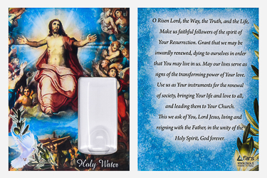 Risen Christ Card and Holy Water Vial.