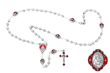 Sacred Heart of Jesus Metal Rosary.