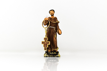 Saint Francis of Assisi Statue and Gold Key Chain