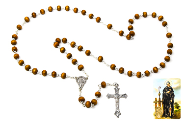Saint Peregrine Wooden Rosary.