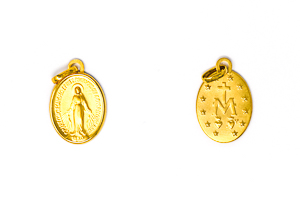 Solid Gold Miraculous Medal Pendant.