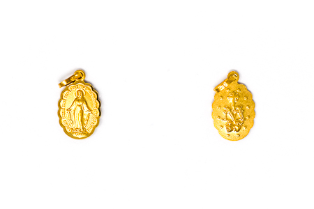 Solid Gold Miraculous Medal Pendant.