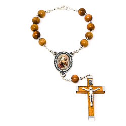 St Christopher Car Rosary -  Olive Wood