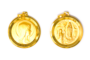 Solid Gold Virgin Mary pendant.