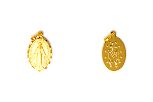 Solid Gold Our Lady of Grace Pendant.