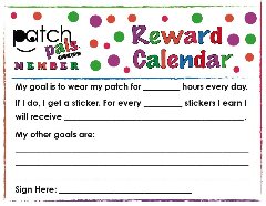 Patch Pals Reward Calendar Goal sheet